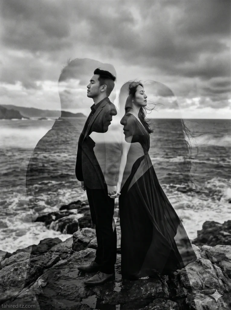 Black and White Double Exposure Romance