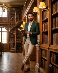 Luxury Library Editorial Portrait