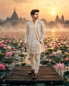 Floating Lotus Lake Sunrise Portrait