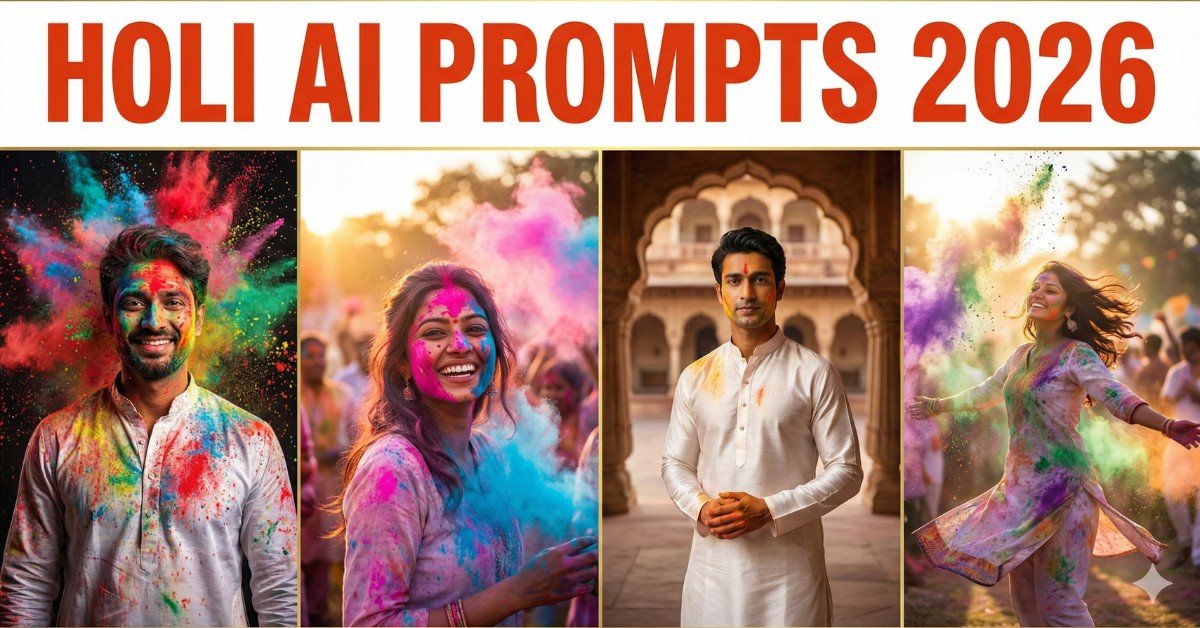 Happy Holi AI Prompts 2026 | Holi Gemini AI Photo prompts