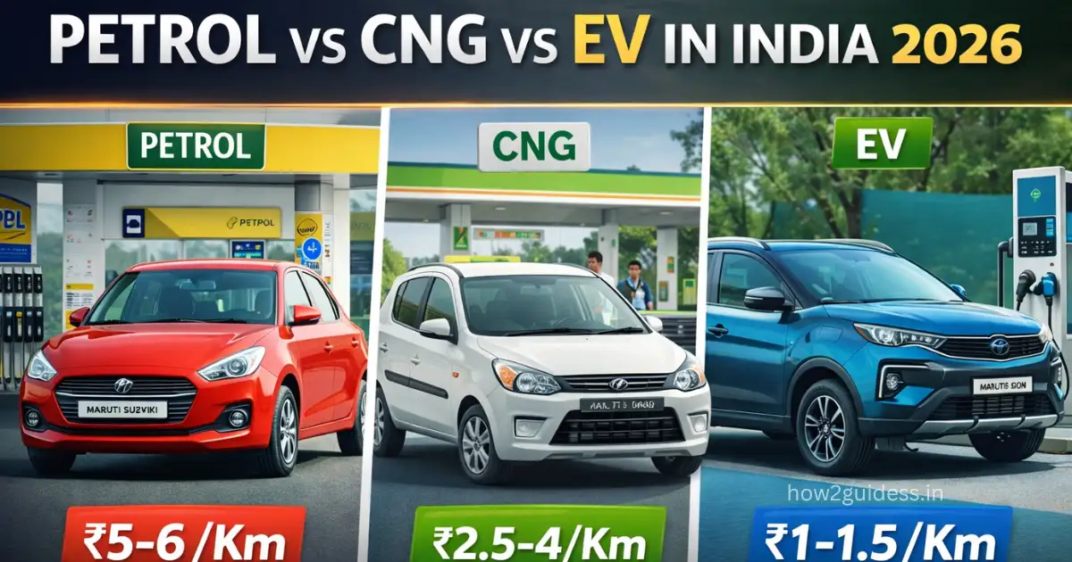 Petrol vs CNG vs EV in India 2026: Running Cost, Maintenance & Ownership Comparison