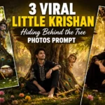 Little Krishan Hiding Behind the Tree Photos Prompt